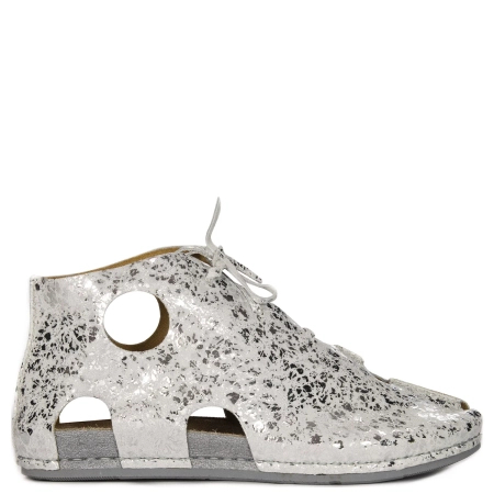 Maciejka Unique Cut-Out Leather Shoes Peep-Toe Silver 3426S-35/00-6