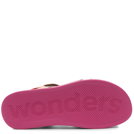 Wonders Skórzane Komfortowe Sandały na Platformie Czerwono-Różowe C-6552-FUCSIA