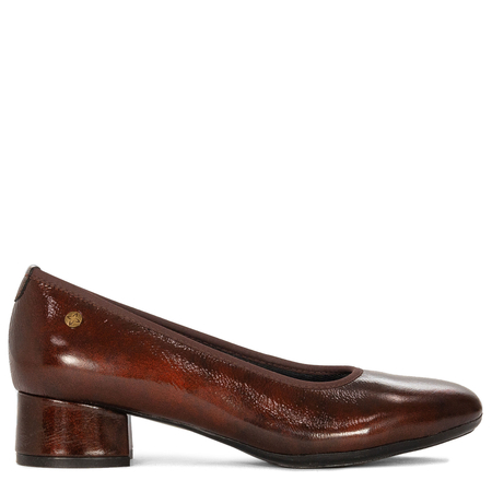 Maciejka Leather Comfortable Pumps Low Block Heel Bordeaux P7224-23/00-7