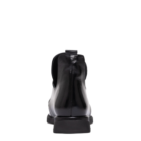 Boccato Botki Damskie Lakierowane Botki Wsuwane Czarne 049-1738SA-102T