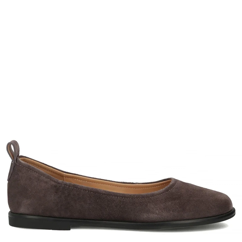 Filippo Leather Slip-on Suede Ballerina Shoes Brown DP7741-26-D-BR