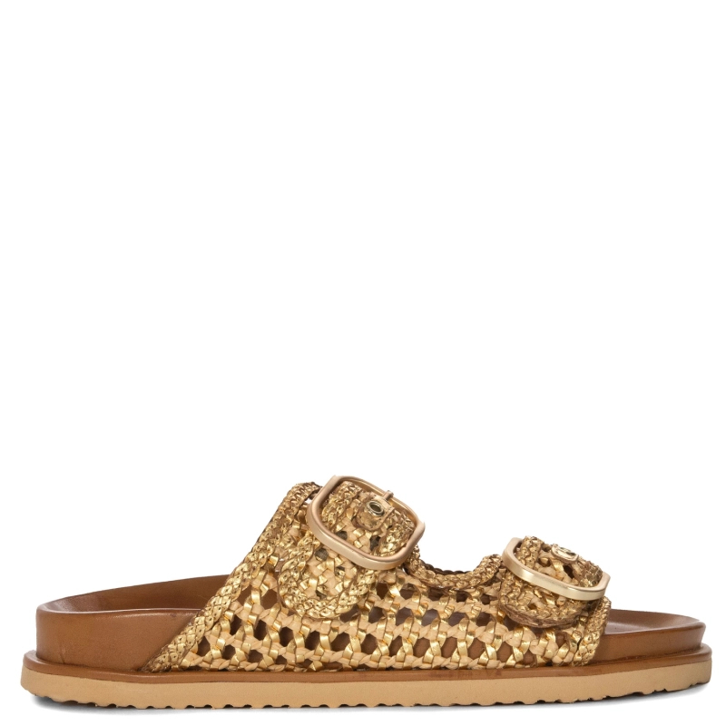Inuovo Women's Leather Flip-Flops Gold