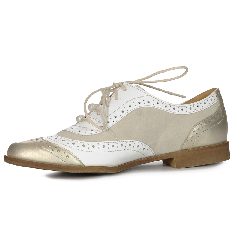 Maciejka Women's Leather Beige + Gold Low Shoes