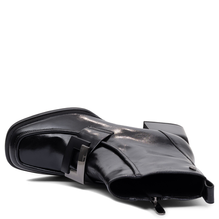 Maciejka Stylish Leather Heel Ankle Boots Buckle Black K7788-01/00-7