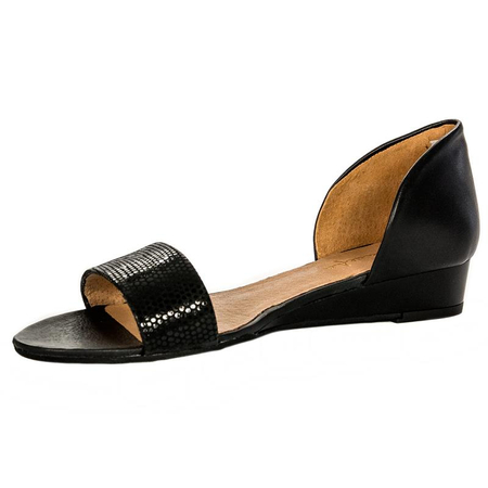Maciejka Leather Low-Wedge Sandals with Closed Heel Black 01971-11/00-5