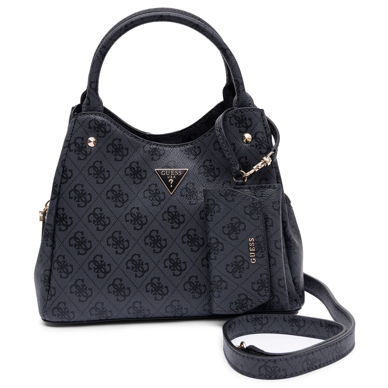 Guess Women's Black Monogram Small Handbag And Shoulder Bag With Strap And Pouch HWSG2484220-BLACK