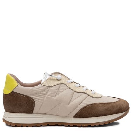 Wonders Skórzane Sneakersy Damskie Retro Running Lekka Podeszwa Beżowo-Brązowe A-4802-CON-TAUPE