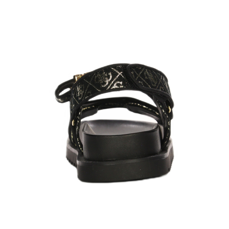 Guess Wzorzyste Sandały Na Platformie Z Rzepem Czarne FL6FBS-FAL03-BLK