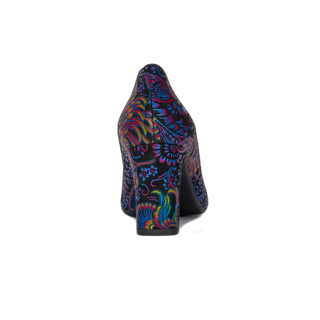 Visconi Czółenka damskie na słupku skórzane welurowe Paw Kolor