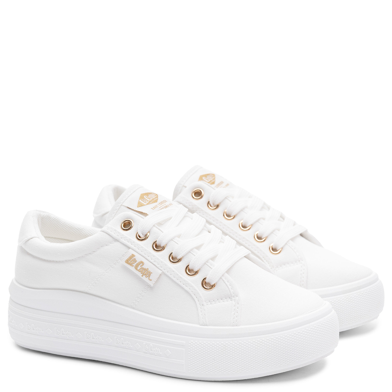 Lee Cooper Sneakersy Na Platformie Damskie Białe LCW-26-44-4474L