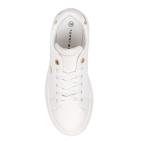 Tommy Hilfiger Platform Sneakers Gold Accents Low-Top Off White T3A9-33985-1355530
