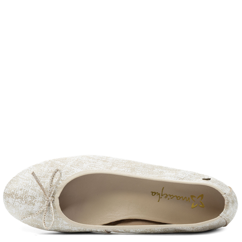 Maciejka Leather Pearl Ballet Flats Almond Toe White-Gold P6800-26/00-0