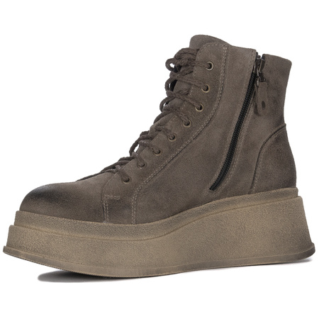 Women's Leather Ankle Boots on a Platform, Warm Brown 06309-02/00-8