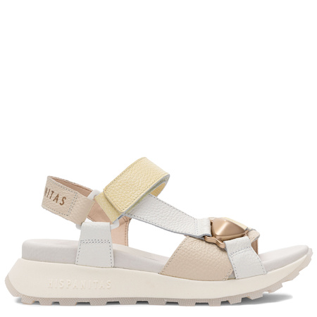 Hispanitas Leather Platform Sandals For Women With Velcro Multicolor CHV264807-PANNA