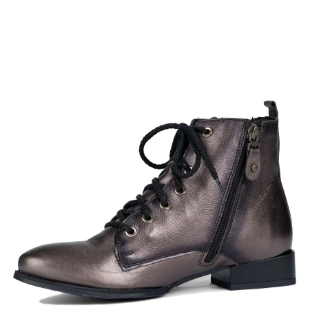 Maciejka Striking Leather Ankle Boots Metallic Bronze with Decorative Buckle 07128-02-00-8