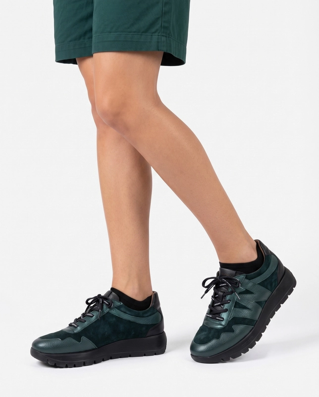 Wonders Sneakersy Skórzane Na Platformie Zielone A-24110
