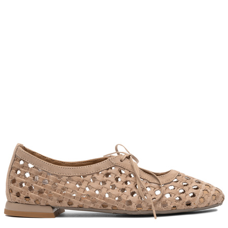 Maciejka Leather Cut-Out Women’s Flats Breathable Beige 07303-04/00-1