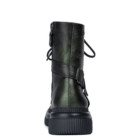 Maciejka Leather Combat Boots with Harness Metallic Green 07092-09-00-8