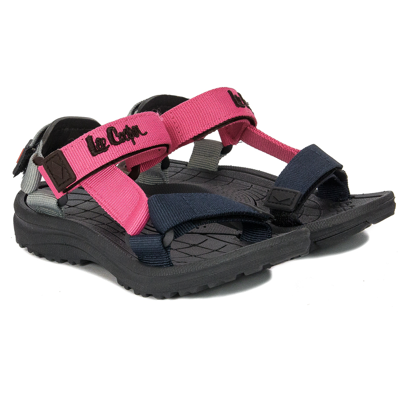 Lee Cooper Sandały dziecięce dziewczęce na rzep Fushia Fuksja