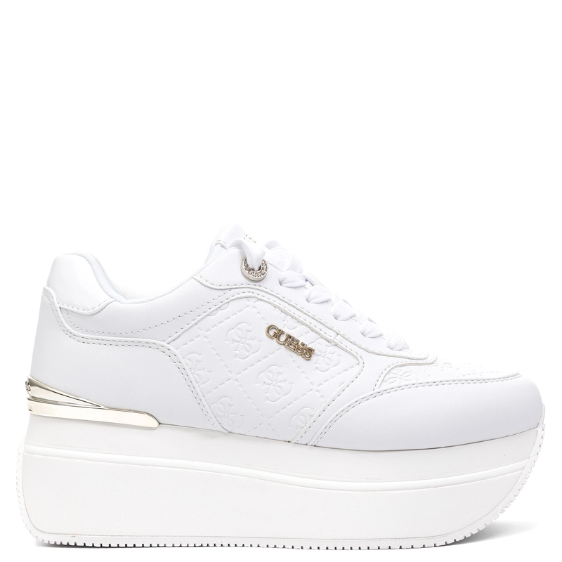 Guess Sneakersy Damskie Na Platformie z Tłoczonym Monogramem Białe FLPC10-FAL12-WH