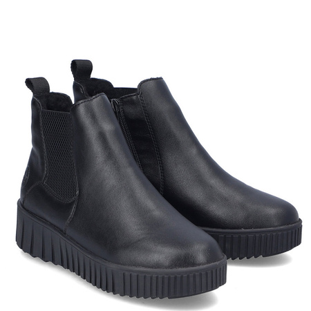Rieker Platform Ankle Boots Zipper Women Black Y6151-00-BLACK