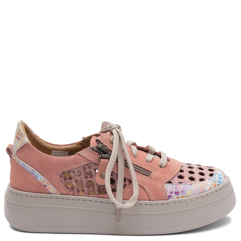 Maciejka Leather Openwork Platform Sneakers Pink 07317-15/00-1