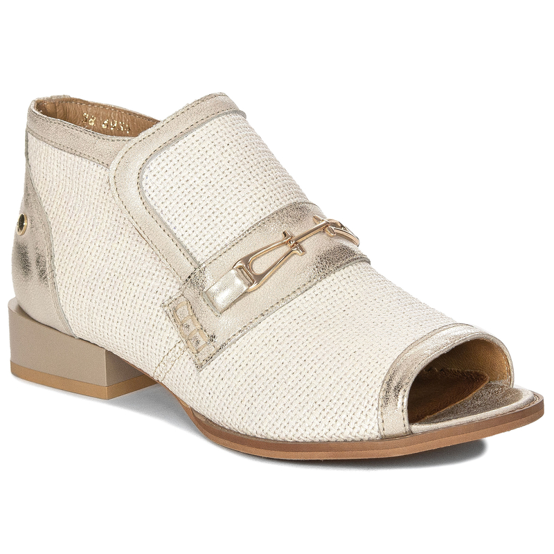 Maciejka Skórzane Botki Peep Toe Złote 06934-25/00-1