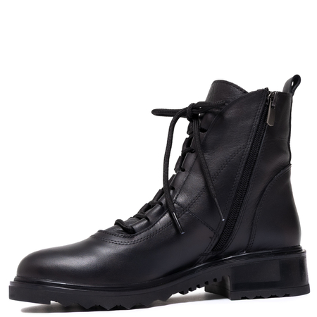 Boccato Women's Leather Lace-Up Ankle Boots Insulated Black 342-60-R014