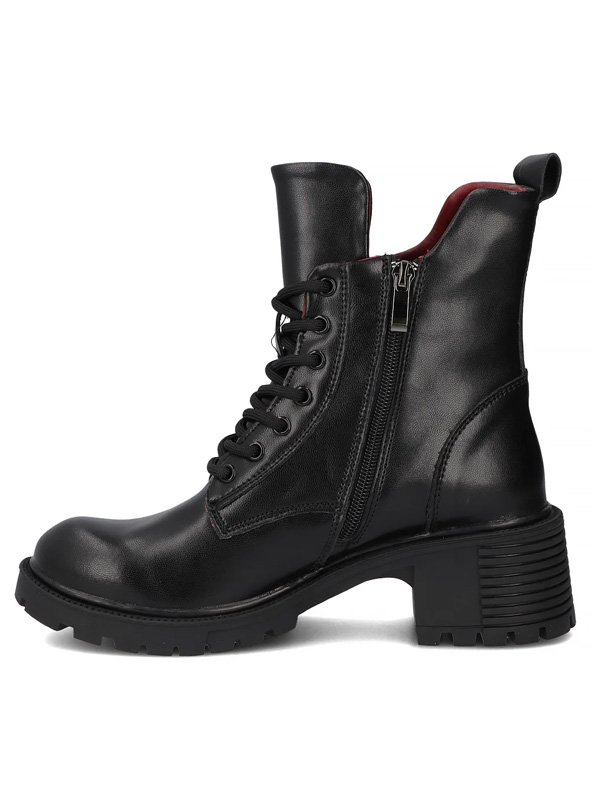 Filippo Leather Ankle Boots Warm Lined Block Heel Black DBT6501-25-BK