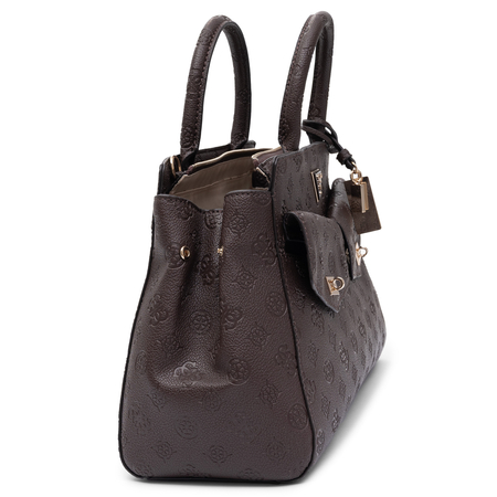 Guess Women's Classic Tote Handbag Embossed Chocolate Brown HWPD2222070-BROWN
