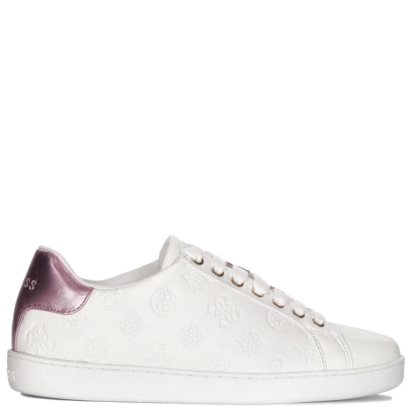 Guess Sneakersy damskie skórzane sznurowane białe