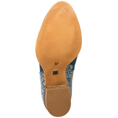 Maciejka Asymmetric Ankle Boots Low Heel Navy 04091-47/00-5