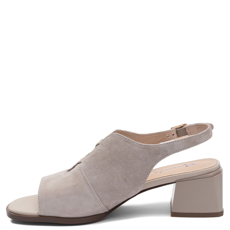 Maciejka Suede Block Heel Sandals Beige K7521-22/00-1