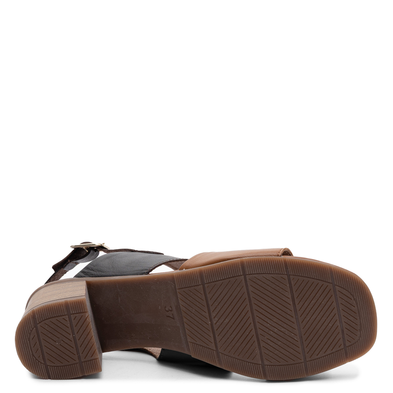 Maciejka Leather Block Heel Sandals Two-Tone Brown E7396-02/00-1