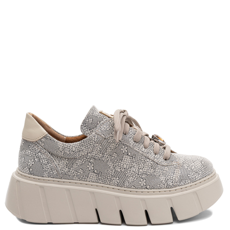 Maciejka Skórzane Sneakersy Na Platformie Beżowe Ażurowy Wzór 6891W-03/00-8