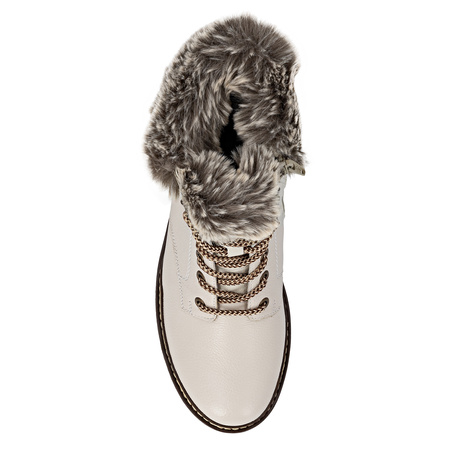 Remonte Waterproof Insulated Ankle Boots Faux-Fur Collar Beige D0B74-80