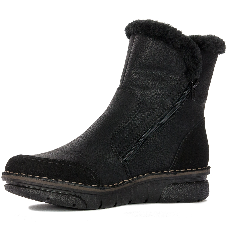 Rieker Botki damskie ocieplane Black czarne