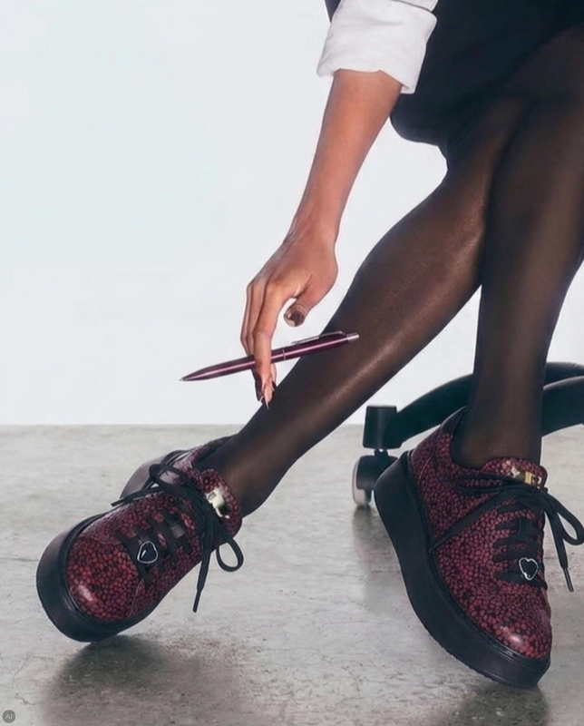 Maciejka Leather Sneakers On The Platform Burgundy Balls 6191W-15/00-8