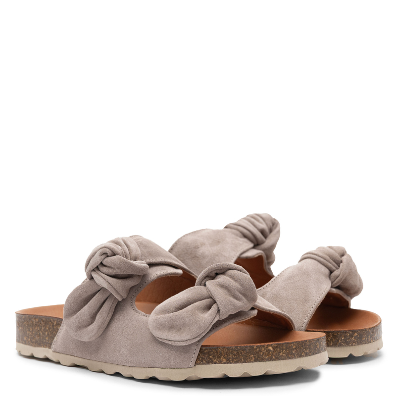 Verbenas Rain Natural Suede Knotted Slides Beige RAIN-VELOUR-PIE