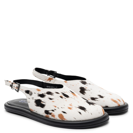 Maciejka Leather Low Shoes Animal Print Open Heel Beige Black K7513-22/00-1
