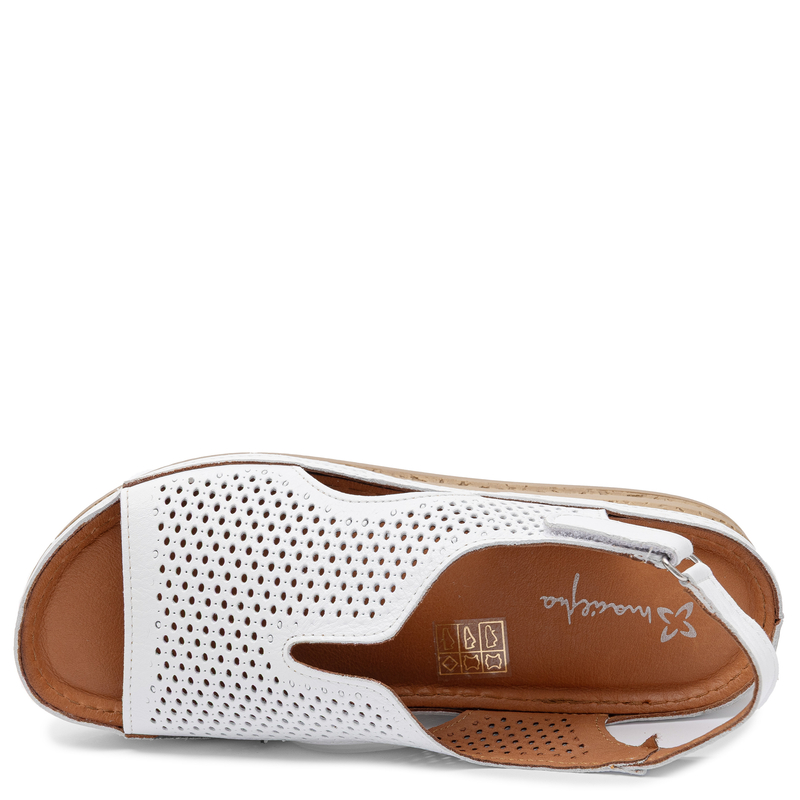 Maciejka Comfortable Openwork Women's Wedge Sandals White L4494-11/00-1