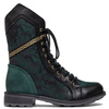 Maciejka Leather Lace-Up Boots Gold Chain Green 07097-09/00-8
