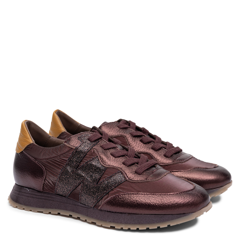 Wonders Skórzane Lekkie Sneakersy Metaliczne Brązowe A-4810 Comb-Gran