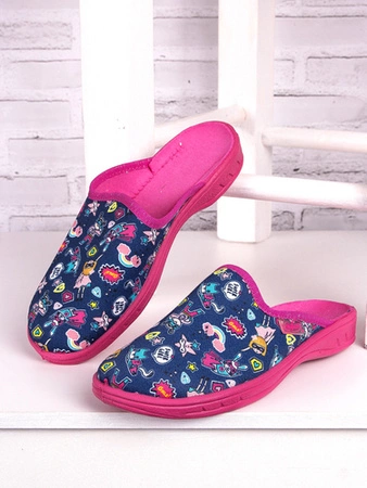 Befado Kapcie dziecięce dziewczęce Jogi granatowe