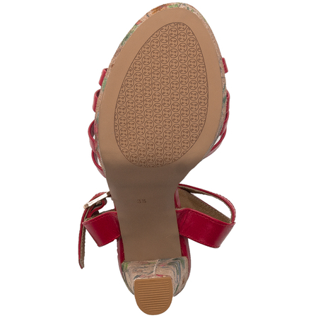 Maciejka Leather Floral Block Heel Sandals Red 06082-08-00-1