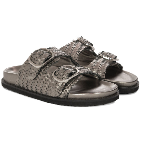  Inuovo Women's Leather Flip-Flops Silver