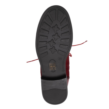 Maciejka Leather Lace-Up Ankle Boots Flat Heel Red A7155-08/00-7