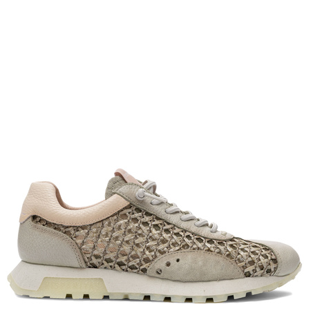 Hispanitas Leather Perforated Sneakers Lightweight Sole Beige-Green RHV264741-ALGA