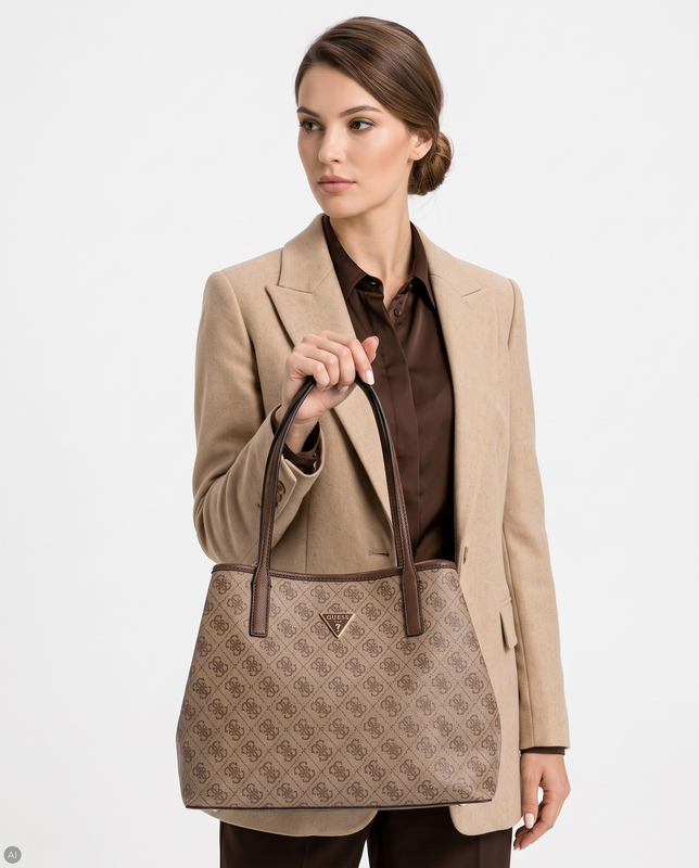 Guess Victtoria Shopper Bag With Monogram Brown HWESG951428-BROWN