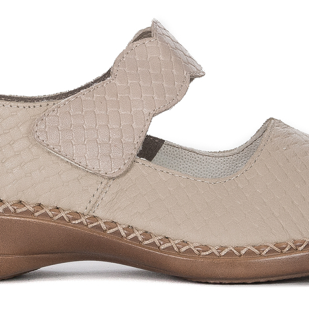 Rieker Półbuty damskie skórzane na rzep Beige beż